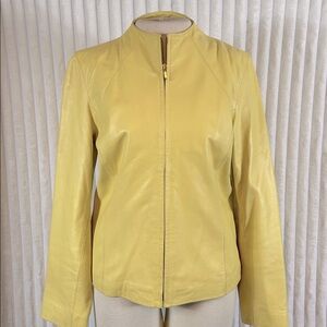 Yvonne Le Marie lamb leather collarless jacket size 8